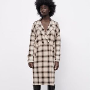 NWT Zara plaid knit coat